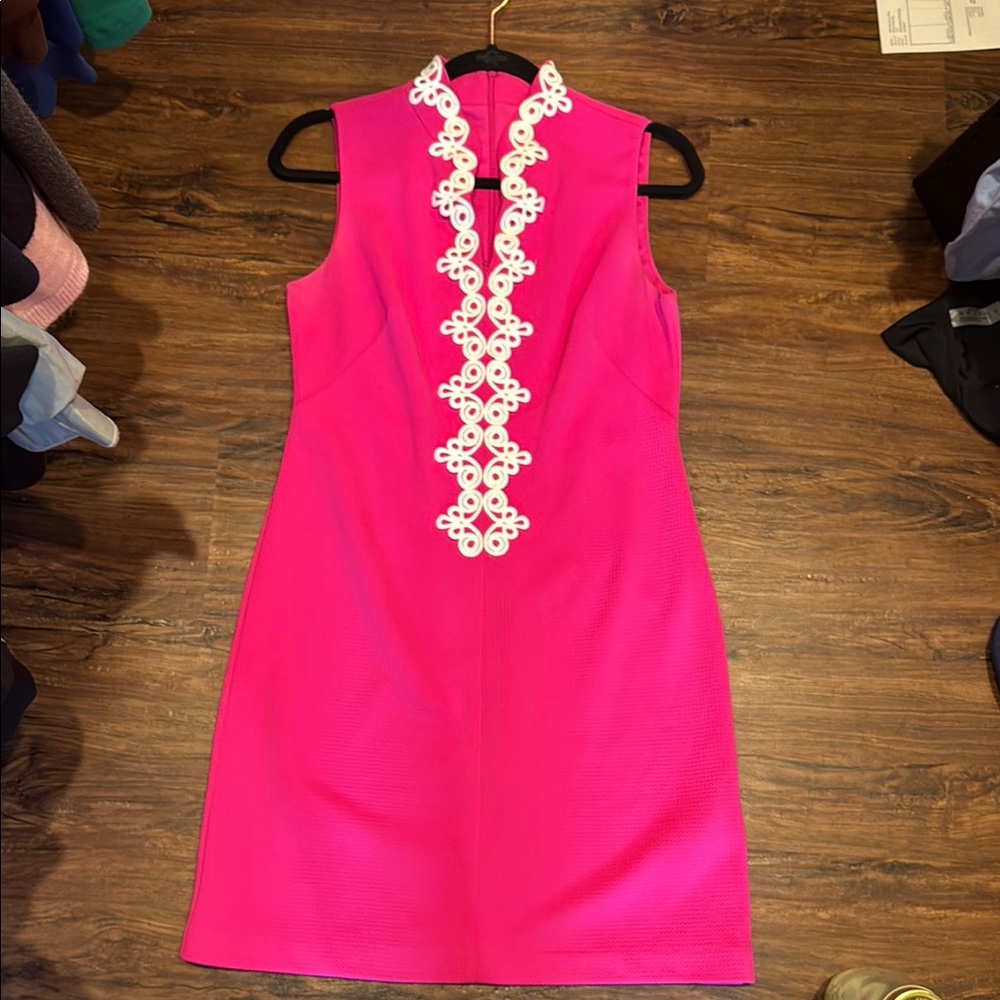 Vince Camuto Vibrant Pink Mini Dress with White Detailing